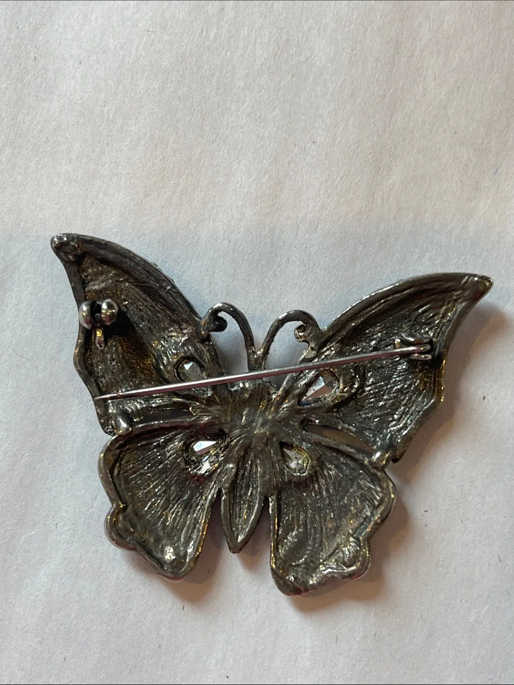 Blue and Yellow Butterfly Brooch with Rhinestones